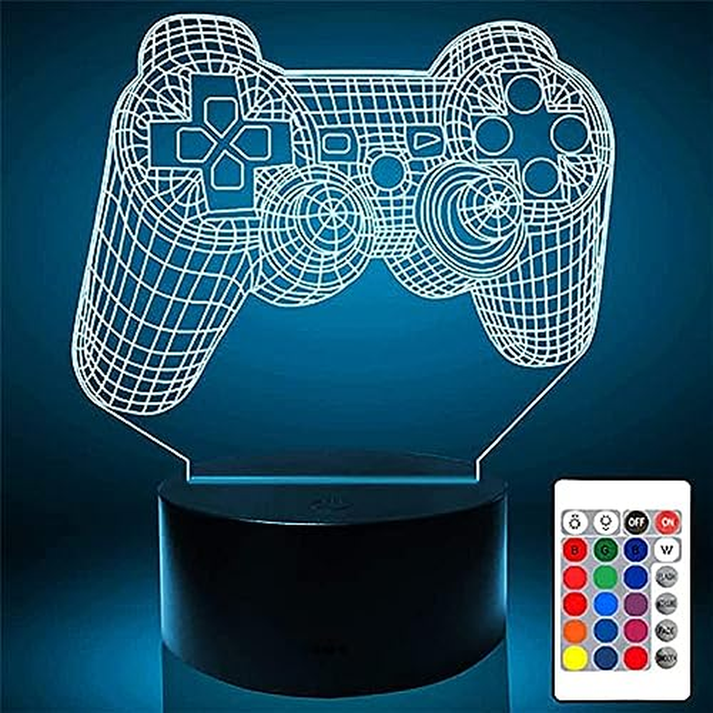 DAXIAO 3D Gamepad Illusion noční světlo, herní lampa pro milovníky her, pomocí dálkového ovladače lze měnit 16 barev, herní svět